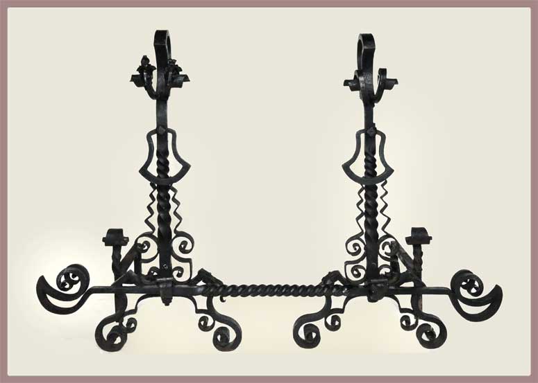 Three-Piece Andiron Set, with Poker