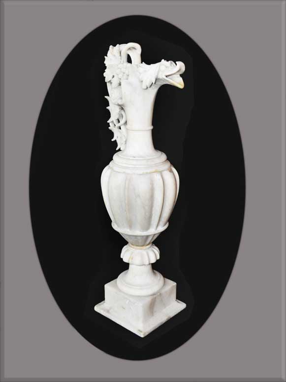 Carved Alabaster Urn, with Duck Figure