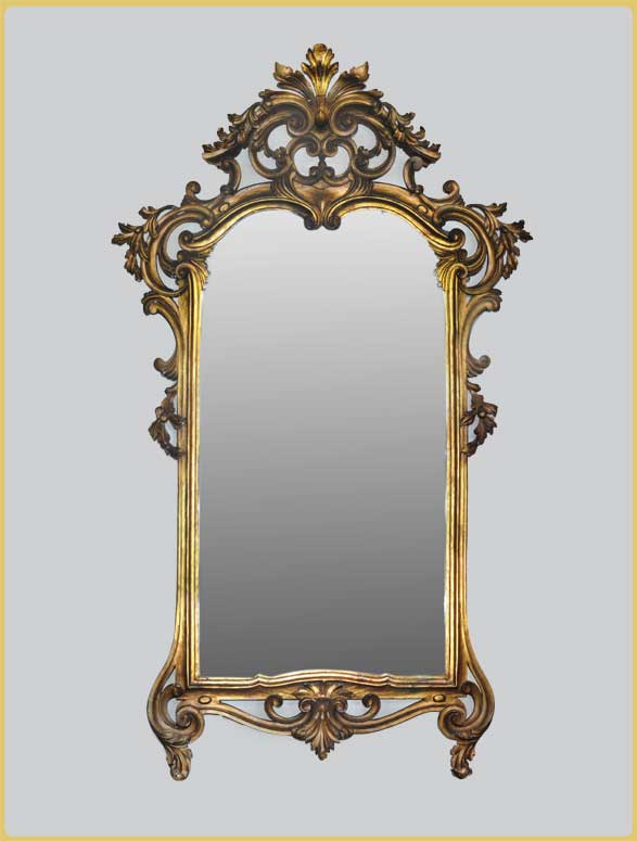 Large Gold-Painted Mirror, with Carved Frame