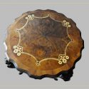 Small, Carved Round Table, with Inlaid Top