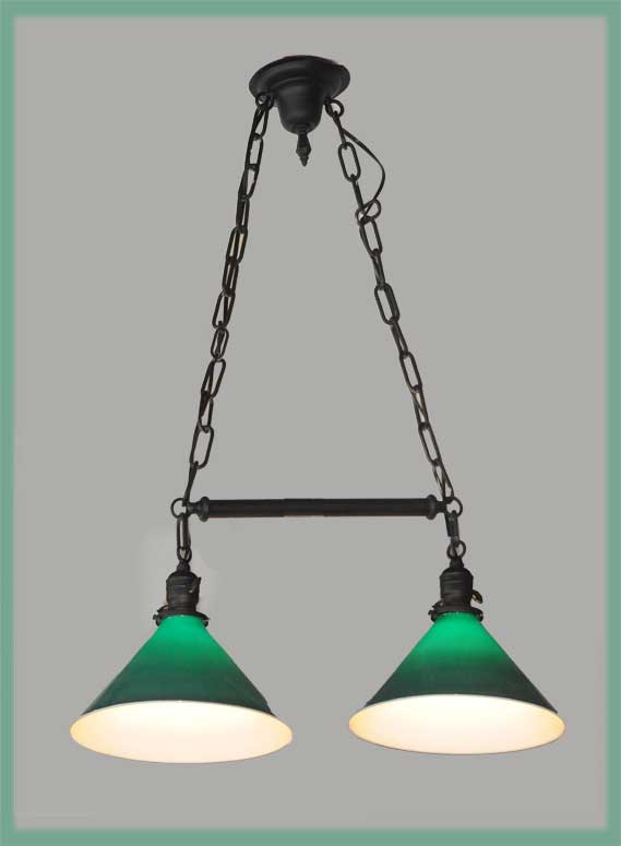 Twin-Shade Pool Table Light, with Adjustable Chain