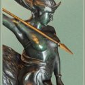 Cast Bronze Warrior Princess, on Horse with Spear, by Bousquet