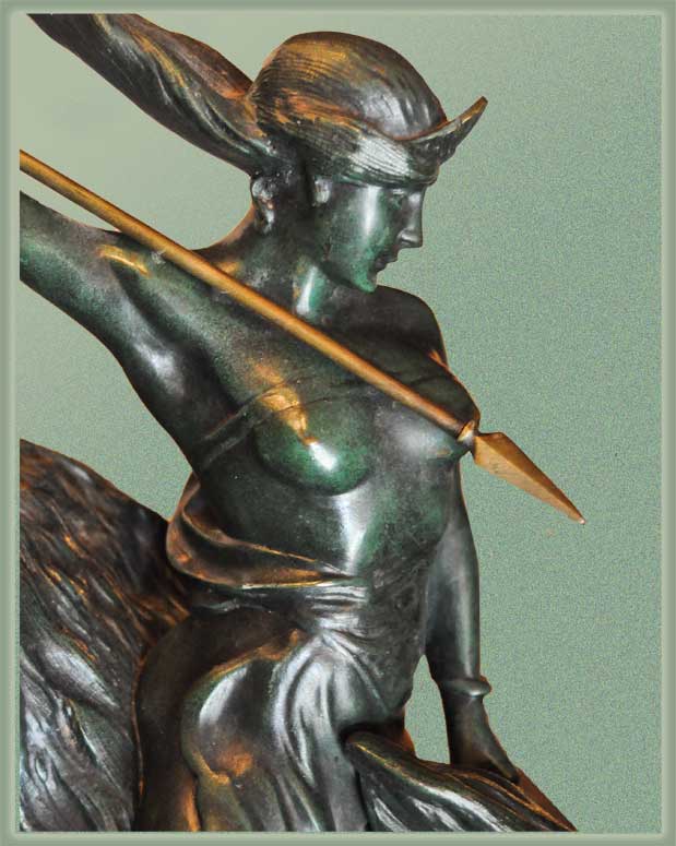 Cast Bronze Warrior Princess, on Horse with Spear, by Bousquet