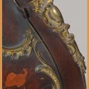Carved Mahogany Vitrine, with Inlays & Curved Glass Door