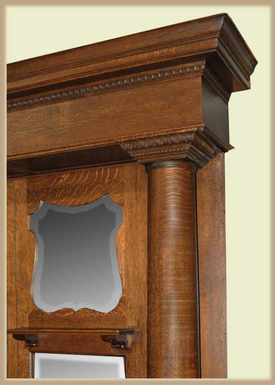 Fine 16-Foot Oak Saloon Front & Back Bar, with Beveled Mirrors