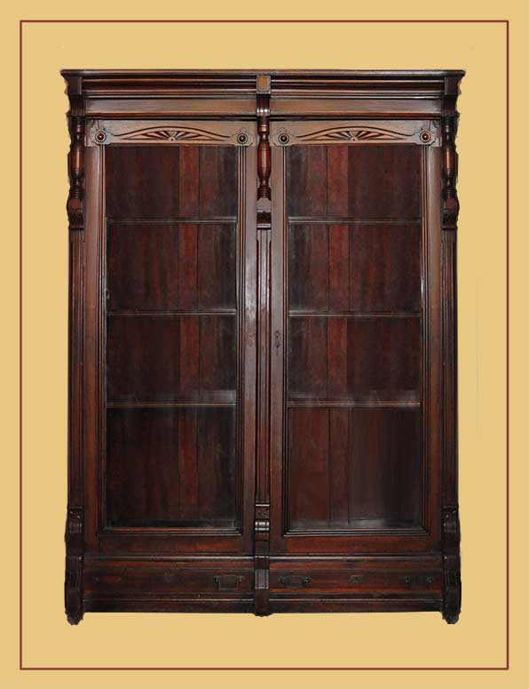 Victorian Carved Walnut Bookcase