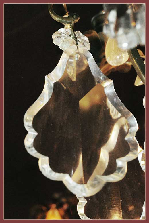Vintage Chandelier, with Interior Lights & Crystals