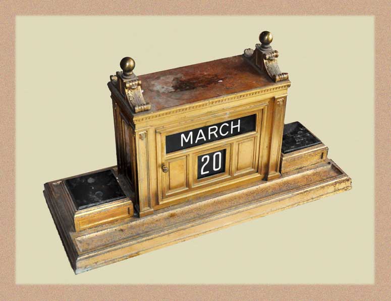 Ornamental Brass Bank Desk Calendar Frame