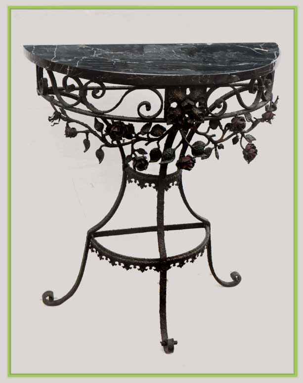 Cast-Iron Console, with Marble Top