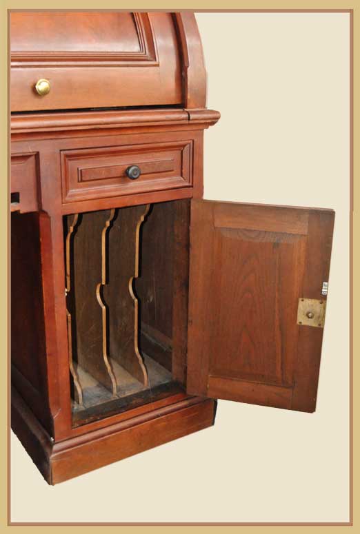 Carved Walnut Rolltop Desk, with Cylinder Cover