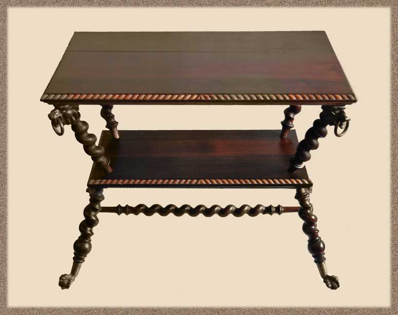 Two-Tier Mahogany Table, with Rope Twists