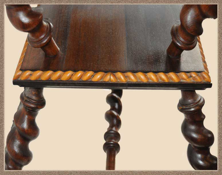 Two-Tier Mahogany Table, with Rope Twists