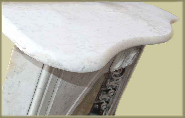 White Marble Half Mantel, with Arch