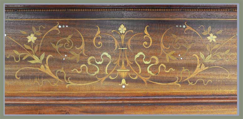 Carved Mahogany Half Mantel, with Floral Inlays