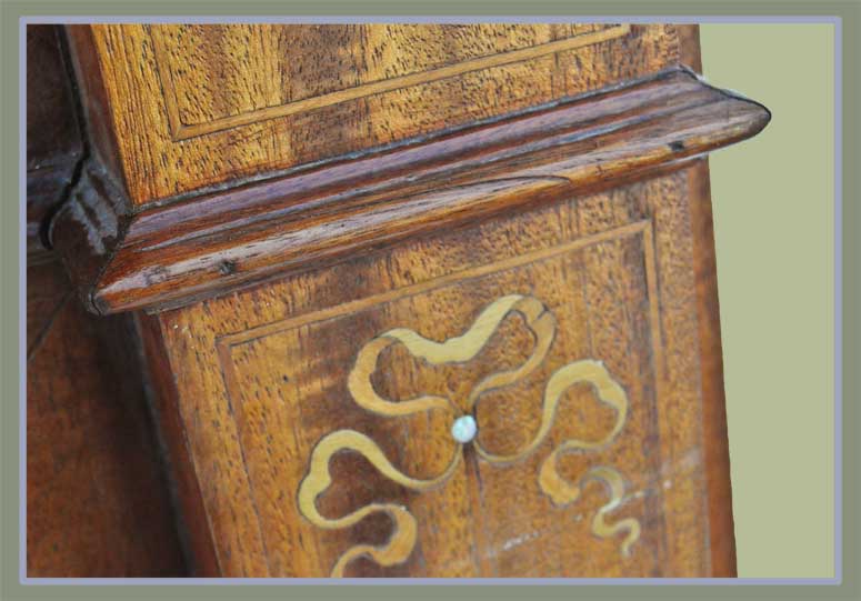 Carved Mahogany Half Mantel, with Floral Inlays
