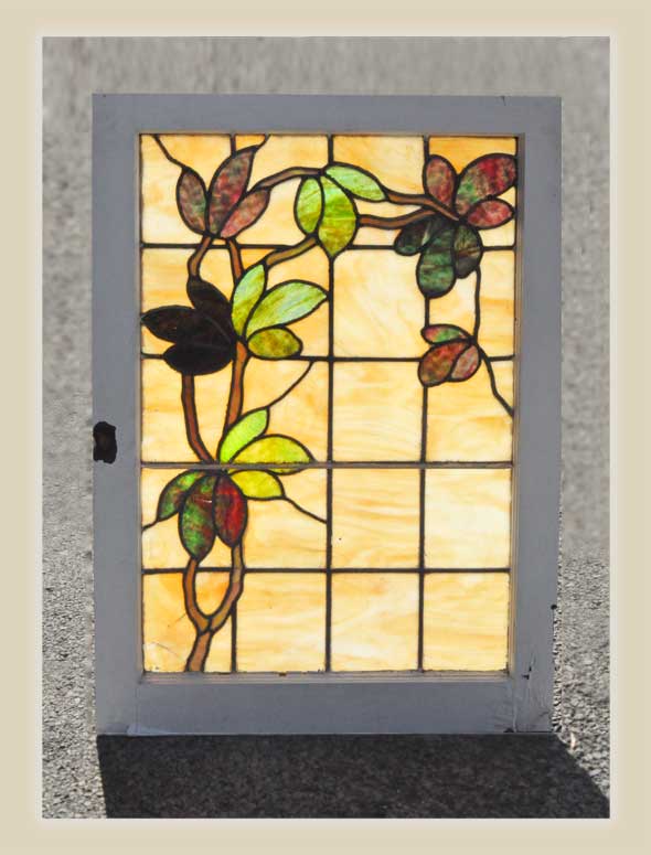 Small Stained Glass Window, with Vines & Leaves