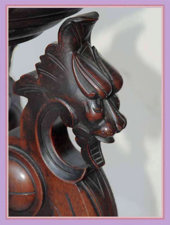 Carved Walnut Pedestal, with Griffin Accents