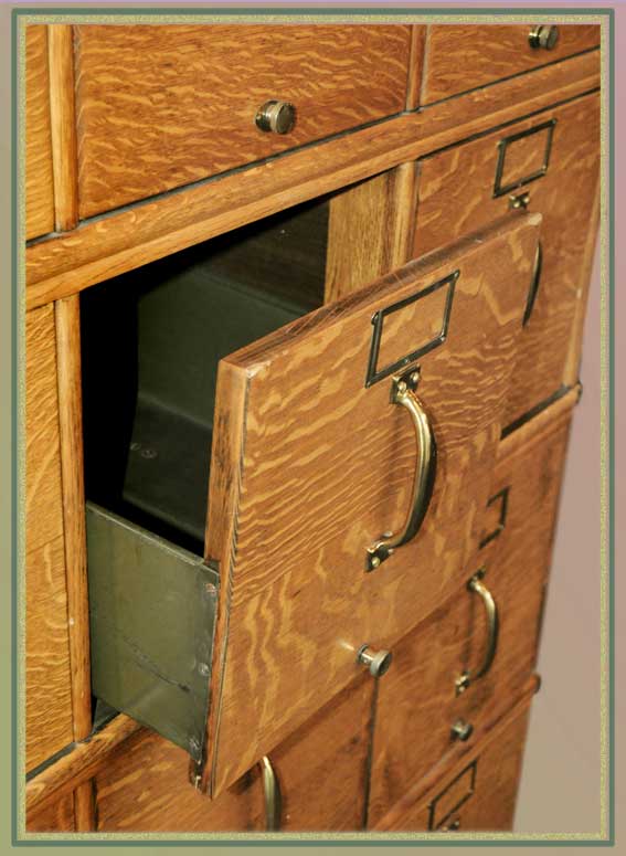 Large Oak 12-Drawer Filing Cabinet