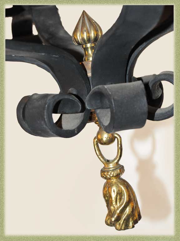 Decorative 6-Arm Iron & Brass Hanging Light