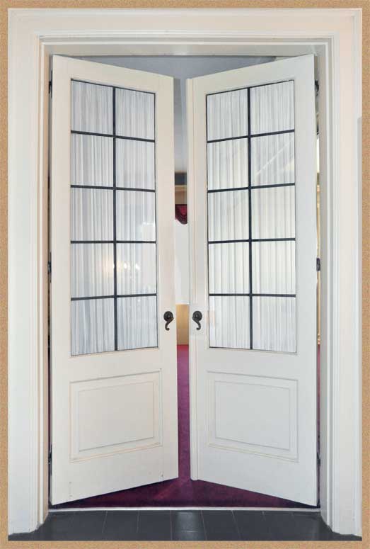 Classic Set of French Doors, with Leaded Glass