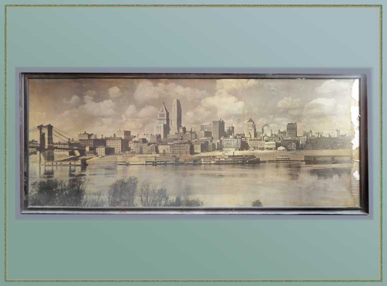 Large Historical B&W Photo of Cincinnati Riverfront