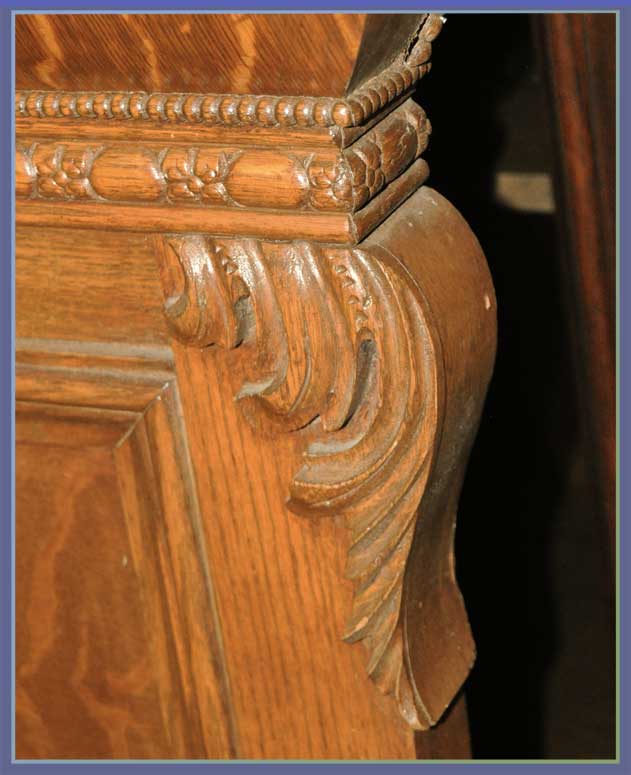 Exceptional, Deeply Carved Turn-of-the-Century Oak Bed