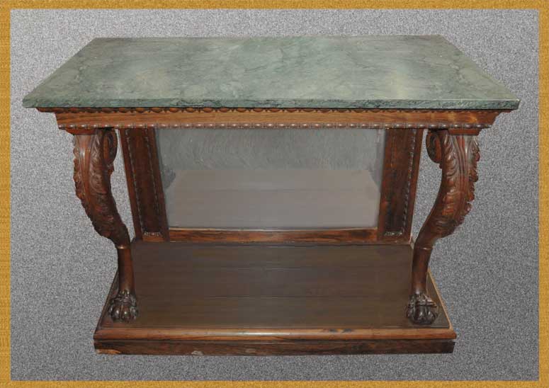 Lovely Rosewood Console, with Green Marble Top