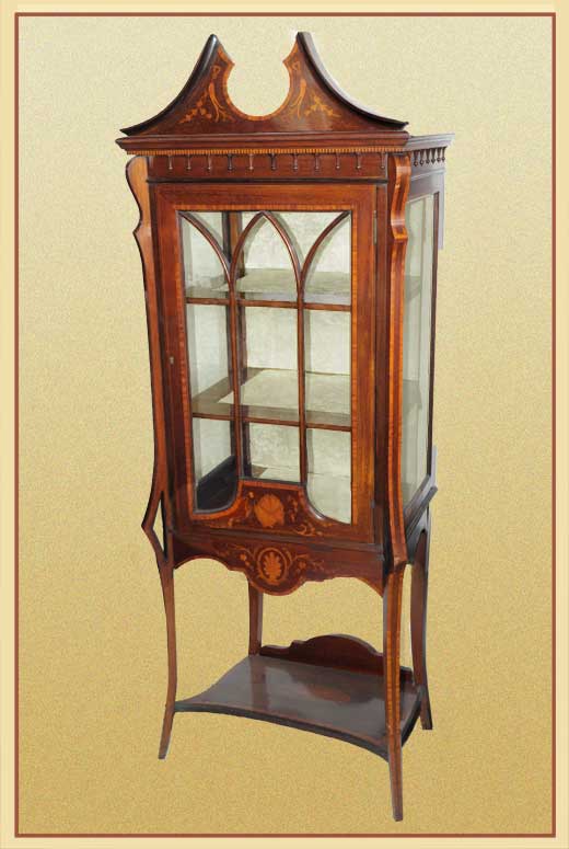 Large, Crafted English Display Cabinet, with Inlays