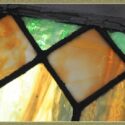 Patterned Stained Glass Window, with Fleur-de-Lis Center Emblem