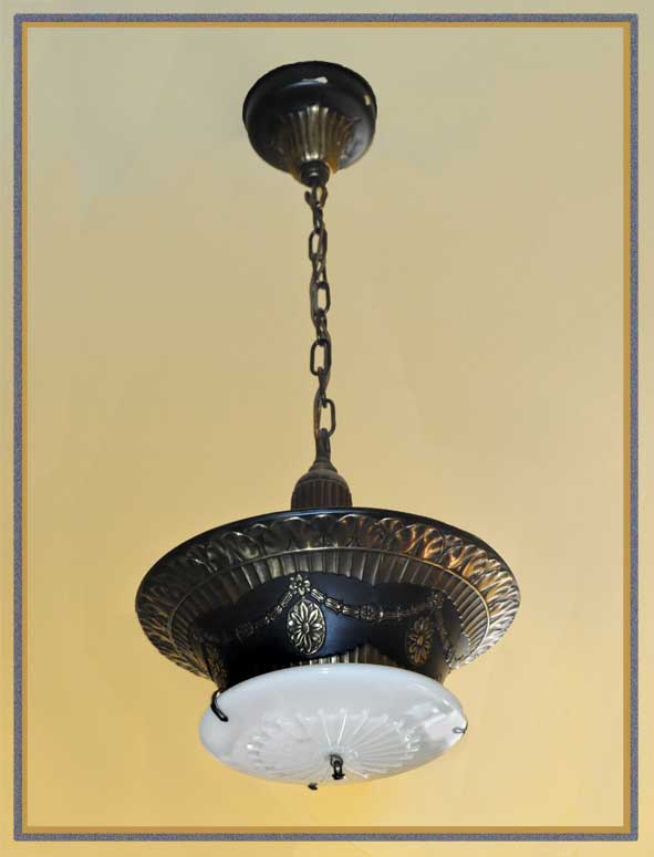 Crafted Black-and-Gold Light, with White Bowl