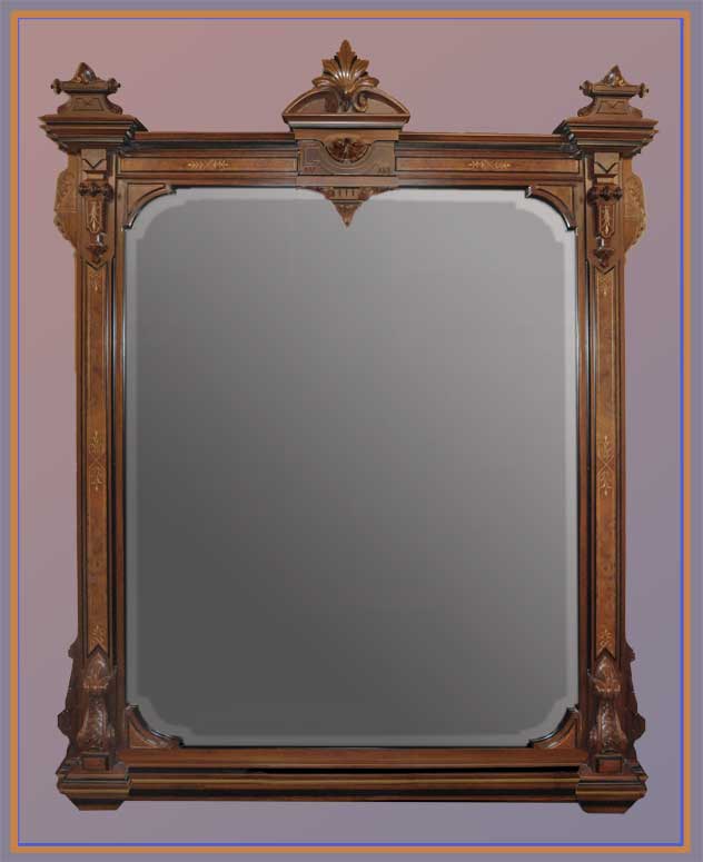 Large Renaissance Overmantel Mirror, with Ebonized Accents