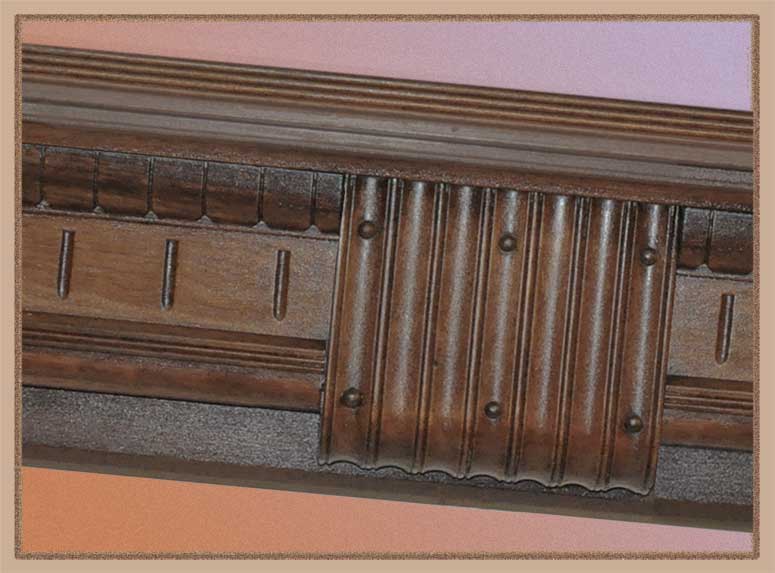 Walnut Half Mantel, with Carved Centerpiece