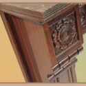Carved Walnut Half Mantel, with Large Floral Accents