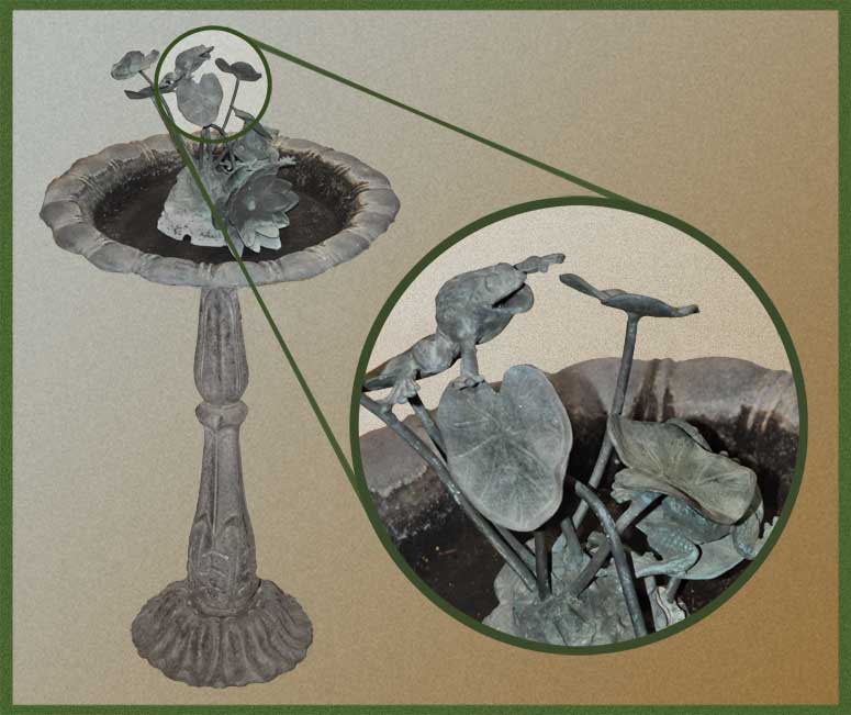 Metal Fountain, with Frogs & Lily Pads