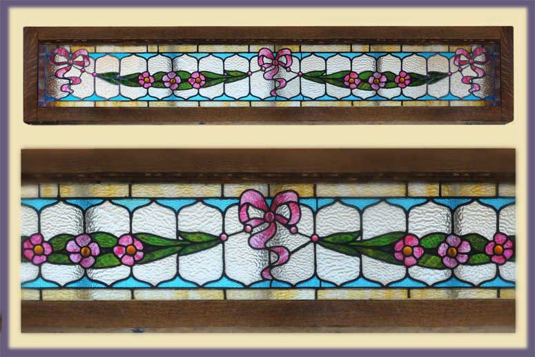 Extra-Wide Transom, with Floral Art & Ribbons