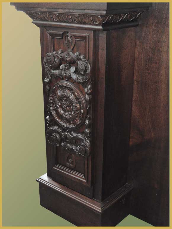 Carved Walnut Saloon Front & Back Bar, with Beveled Mirror