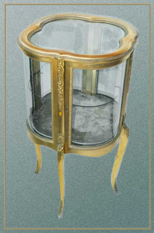 Small Gold Vitrine, with Shaped Glass