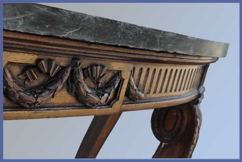 Wide Half-Round Console, with Swirled Marble Top