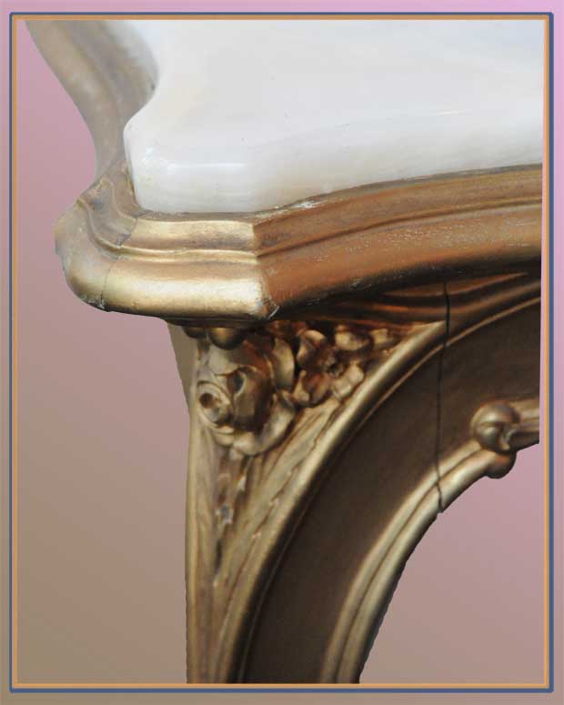 French Table, with Shaped White Onyx Top
