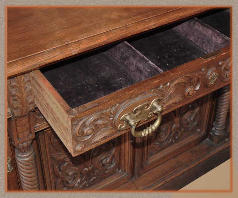 Oak Curio Top Sideboard, with Large Crown & Winged Griffins
