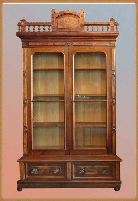 Bookcases Archives Wooden Nickel Antiques, Antique Walnut Bookcase With Glass Doors