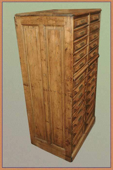 Well-Preserved Oak Two-Column Flat Filing Cabinet