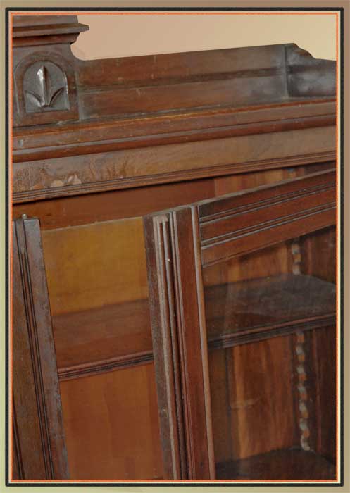 Vintage, Two-Door Walnut Bookcase, with Burl Strips