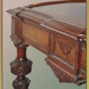 Walnut Victorian Center Table, with Inlaid Art