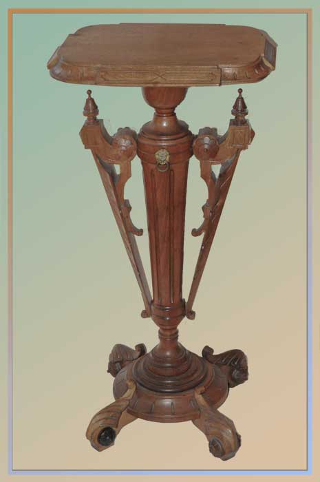 Carved Walnut Renny Revival Pedestal