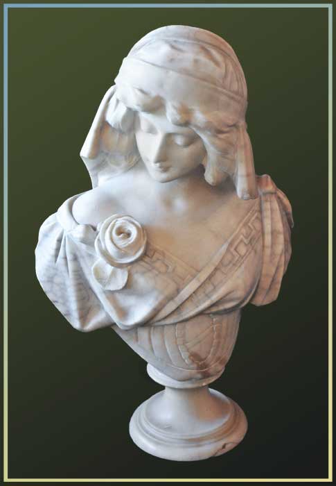 Romantic White Marble Bust