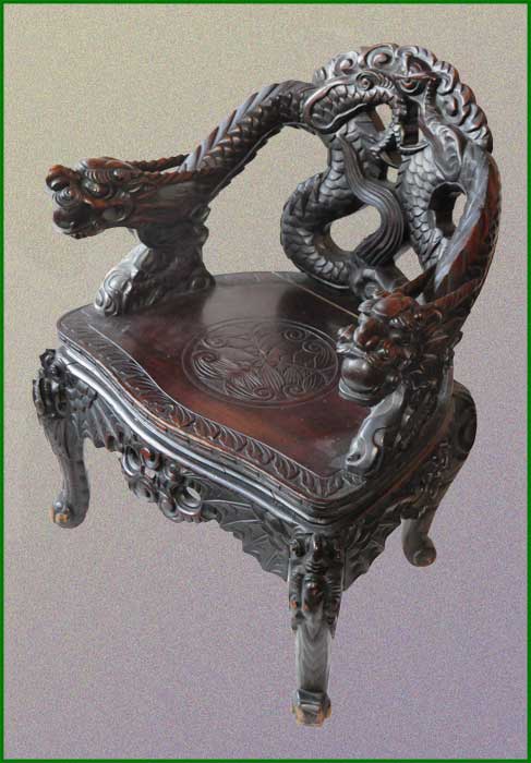 Small carved dragon chair