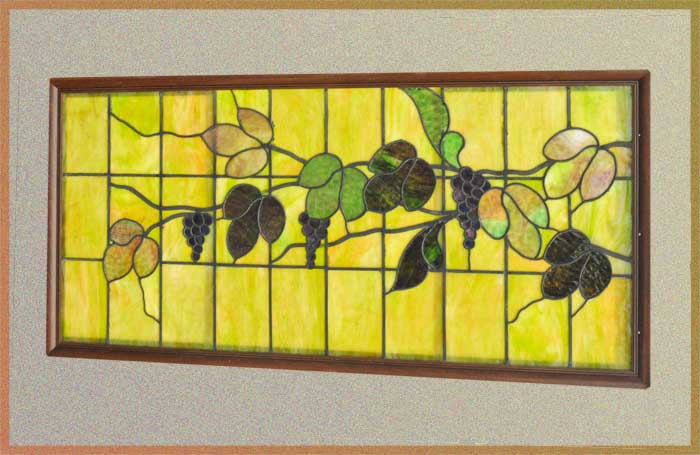 Stained Glass Window, with Grapes & Leaves
