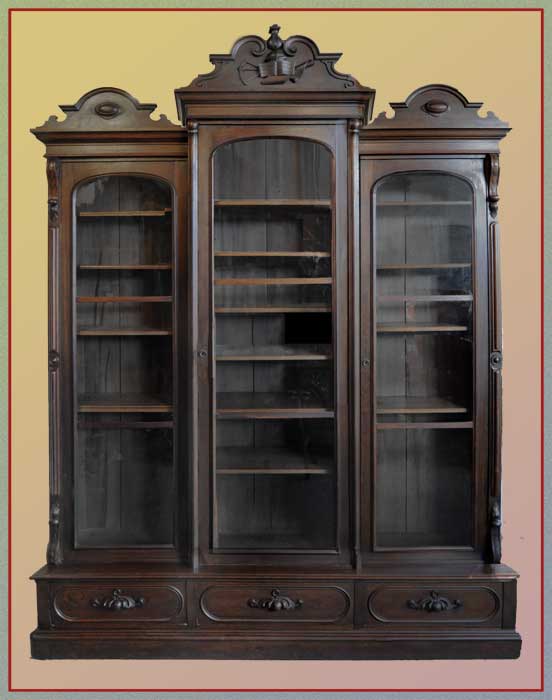 Three-Door Walnut Bookcase