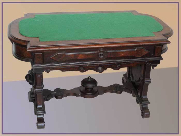 Carved Walnut Table, with Felt Top